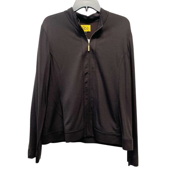 St. John Sweaters - St. John Spa Women's Mahogany Embroidered Full Zip Jacket Size L $595 Retail